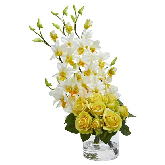 Rose Dendrobium Orchid Artificial Arrangement - SKU #1589-OG - 4